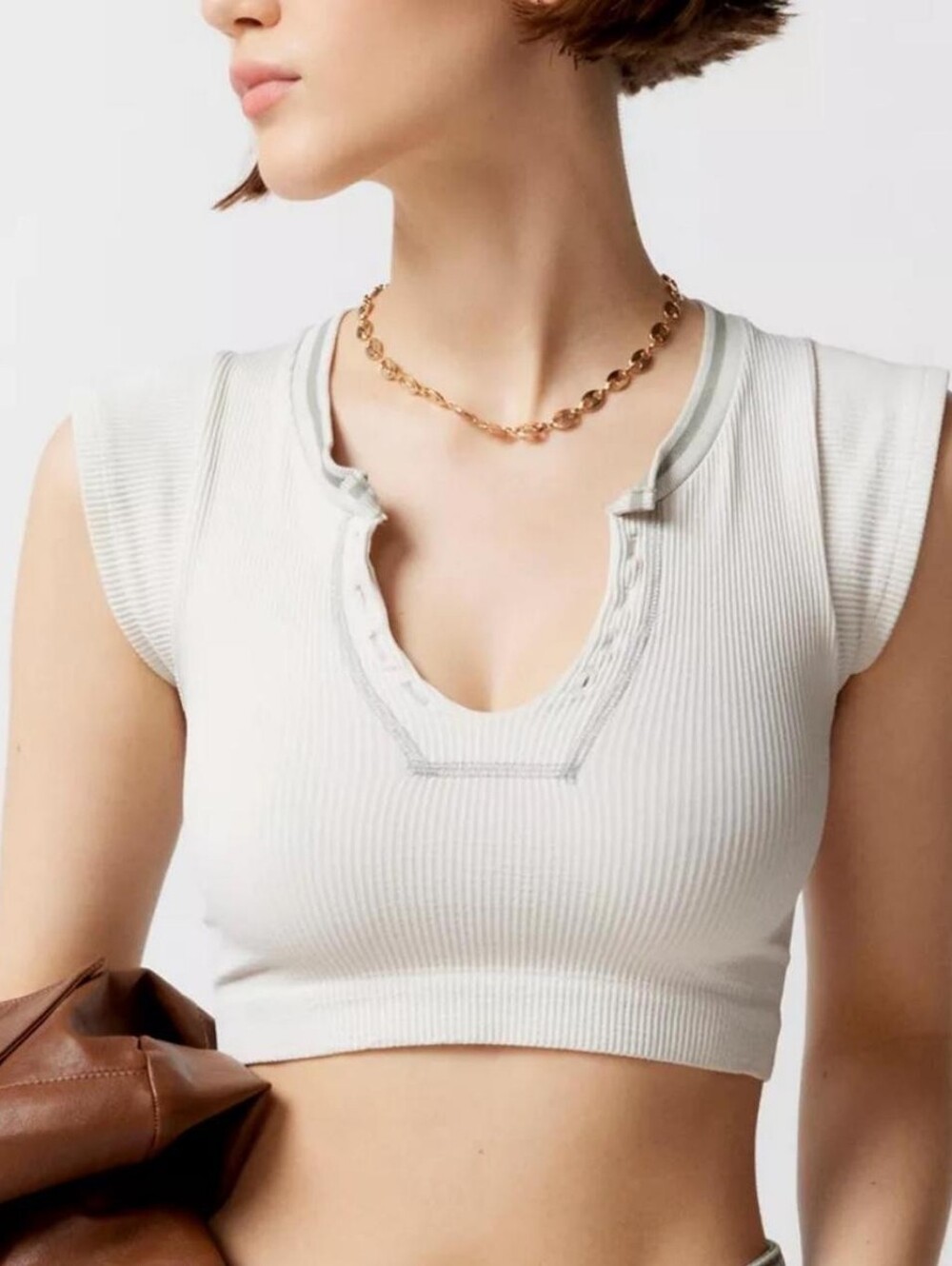 Urban Outfitters | Out From Under | Go For Gold White Ribbed Women's Crop Top